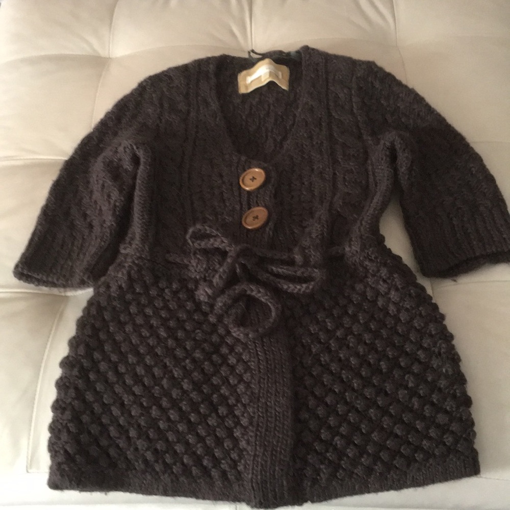 Brown acrylic/wool/alpaca heavyweight cardigan